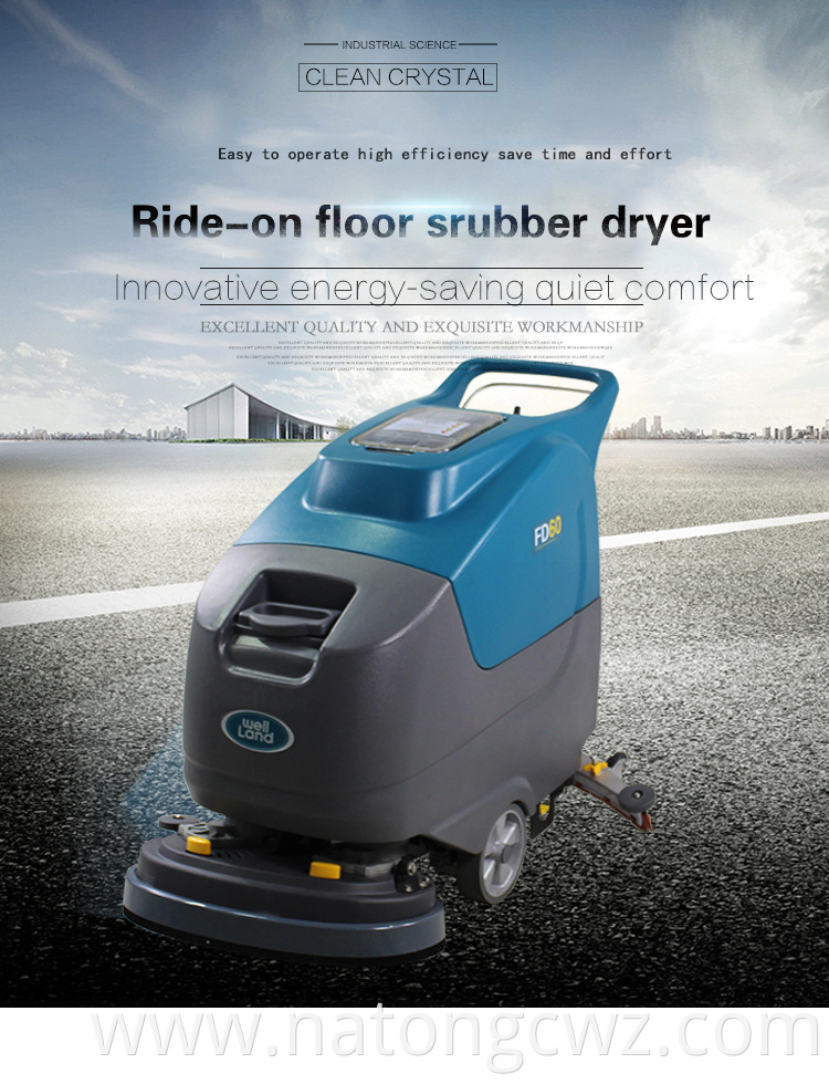 Battery power floor walk behind floor scrubber cleaning machine